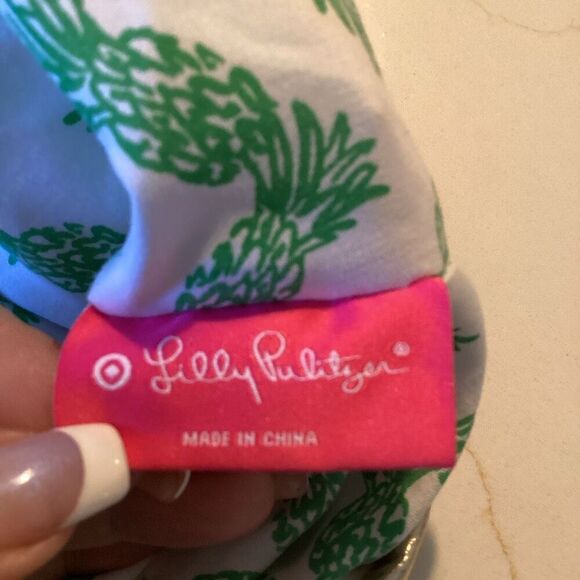 Lilly Pulitzer Target Tote Bag Nosie Posie Gold Handle 24” - Picture 5 of 5